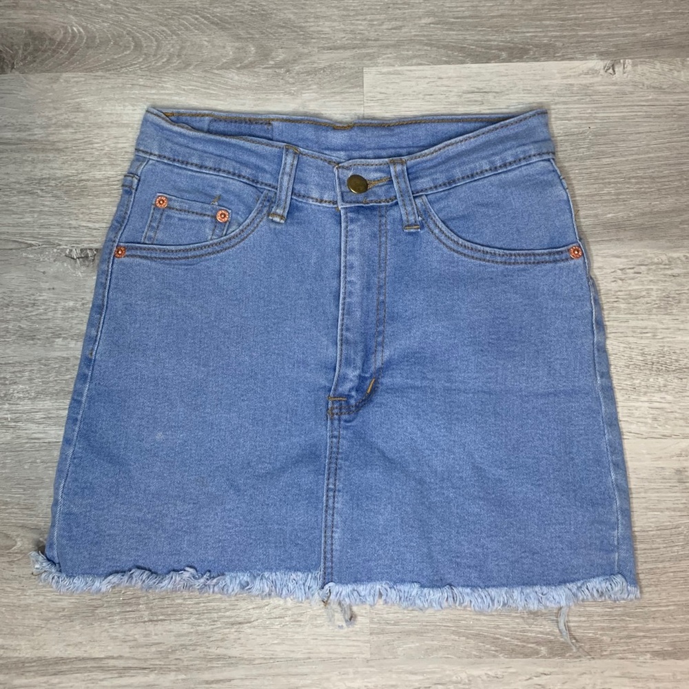 High Waisted Jean Skort